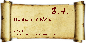 Blauhorn Ajád névjegykártya